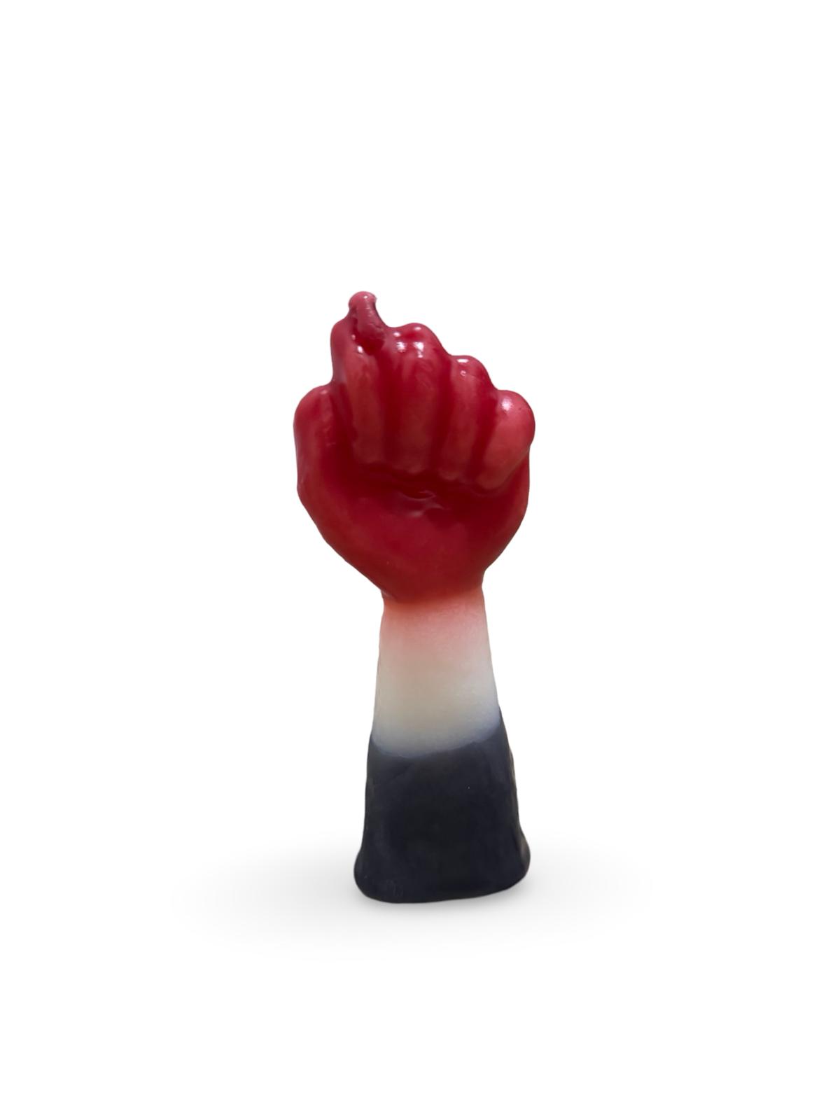Vela Forma Puño San Cipriano 12 cm (Rojo-Blanco-Negro)